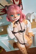 Moonvale Doll | 155cm/5ft09 Small Breasts Seductive Playful Lovely Pink-hair Yellow Leopard Furry LifeLike Silicone Sex Doll - Lyora