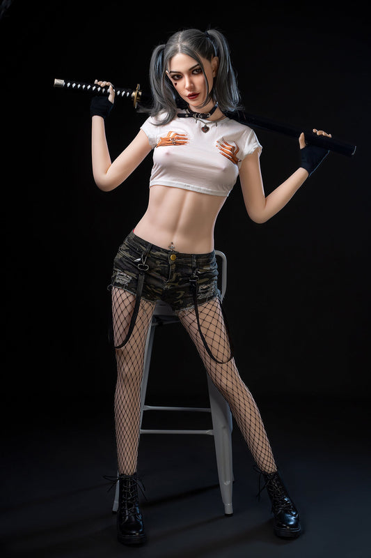 SY DOLL | 173cm/5ft8 - Silicone Head - M Series Harley Quinn Cosplay Lifelike Small Breasts Sex Doll with Twin-Tail Hair - Delia (In Stock US)