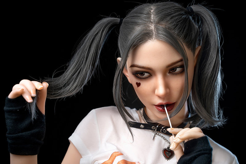 SY DOLL | 173cm/5ft8 - Silicone Head - M Series Harley Quinn Cosplay Lifelike Small Breasts Sex Doll with Twin-Tail Hair - Delia (In Stock US)