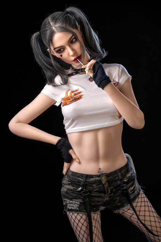 SY DOLL | 173cm/5ft8 - Silicone Head - M Series Harley Quinn Cosplay Lifelike Small Breasts Sex Doll with Twin-Tail Hair - Delia (In Stock US)