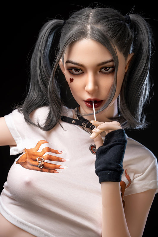 SY DOLL | 173cm/5ft8 - Silicone Head - M Series Harley Quinn Cosplay Lifelike Small Breasts Sex Doll with Twin-Tail Hair - Delia (In Stock US)