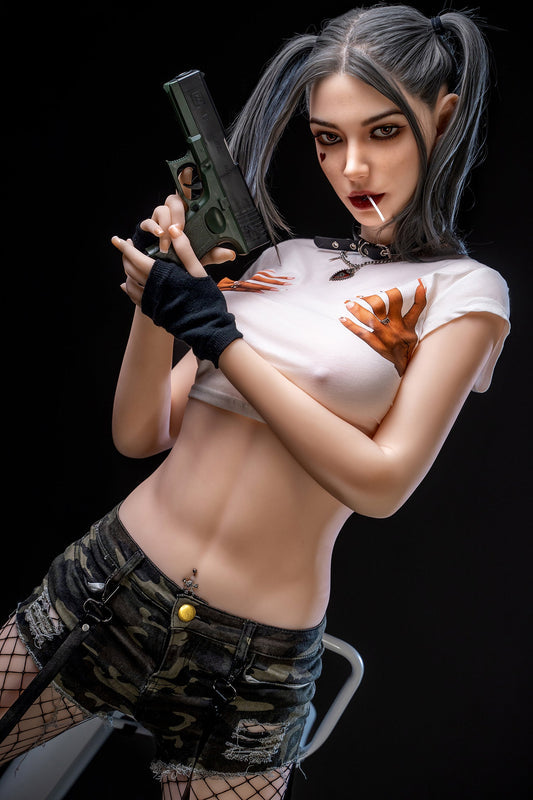 SY DOLL | 173cm/5ft8 - Silicone Head - M Series Harley Quinn Cosplay Lifelike Small Breasts Sex Doll with Twin-Tail Hair - Delia (In Stock US)