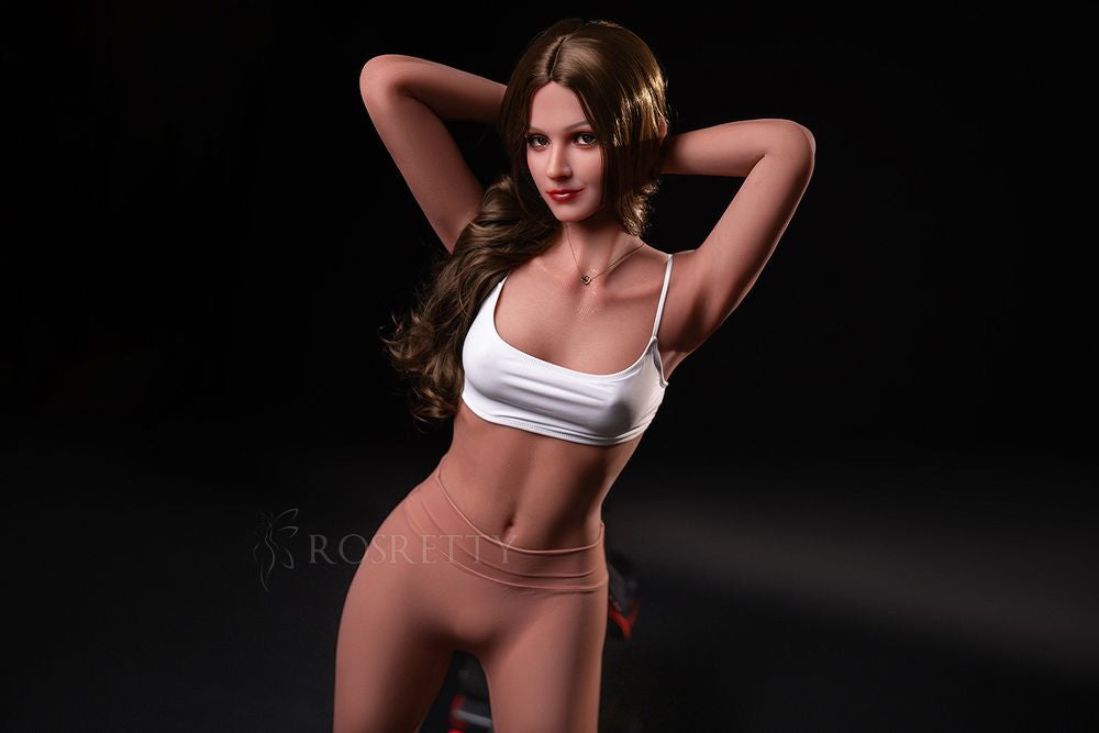 160cm/5ft3 Long Curly Hair Fitness Muscle Small Chest Lifelike Sex Doll - Rose - Sweetie Love Doll